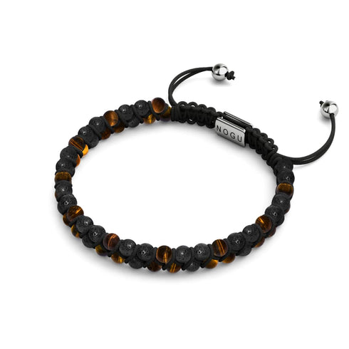 Tigerauge x Lavastein | 925er Sterlingsilber | Mini-Diffusor-Armband