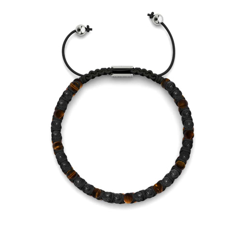 Tigerauge x Lavastein | 925er Sterlingsilber | Mini-Diffusor-Armband