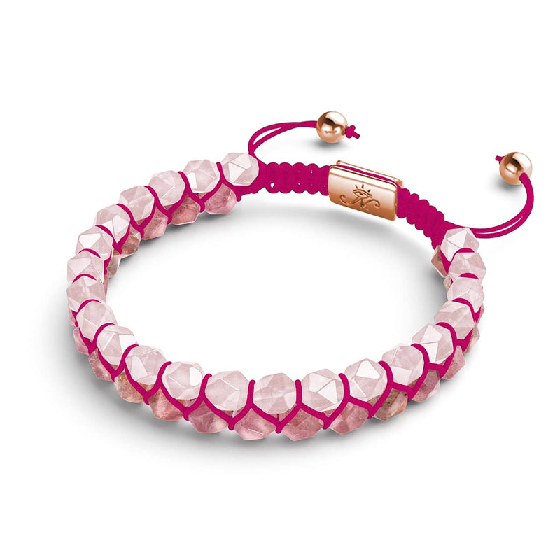 Rosenquarz &amp; Rosa Quarz | Roségold | Doppeltes Geom-Armband