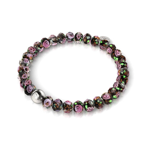Schwarze Dahlie | Firefly Glas Diamanten Armband 