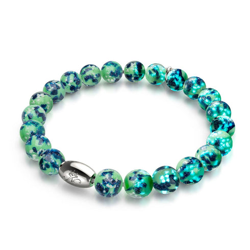 Blaue Minze | 925 Sterling Silber | Glühwürmchen-Glasarmband