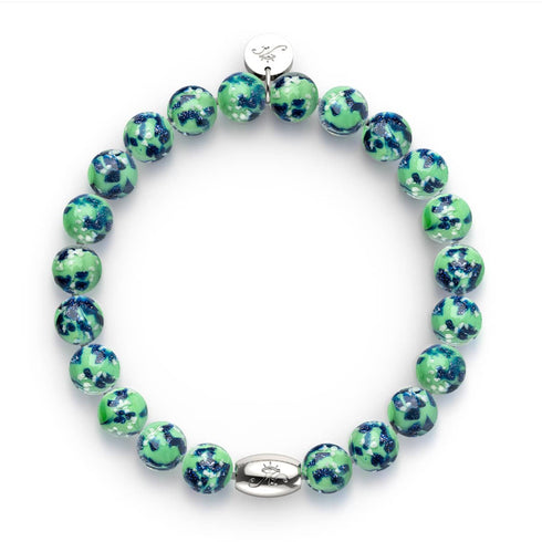 Blaue Minze | 925 Sterling Silber | Glühwürmchen-Glasarmband