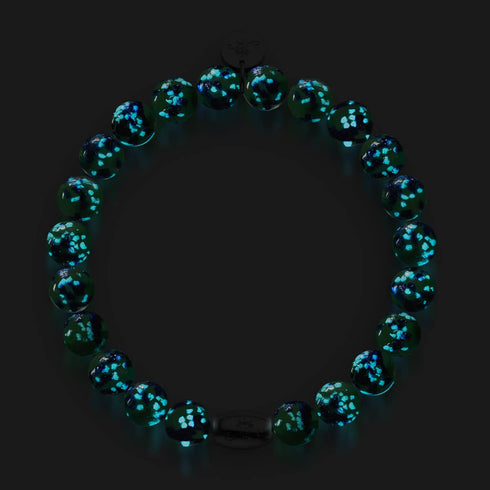 Blaue Minze | 925 Sterling Silber | Glühwürmchen-Glasarmband