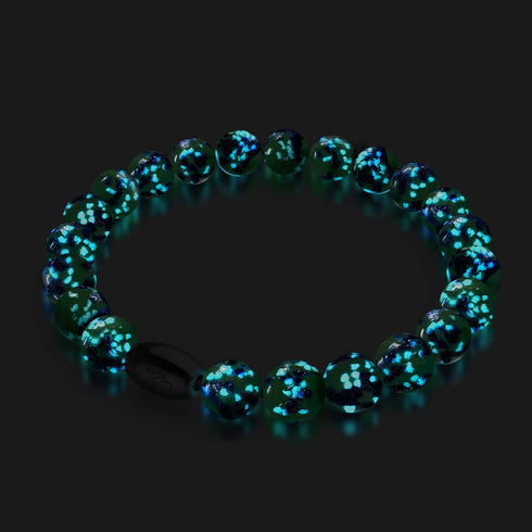 Blaue Minze | 925 Sterling Silber | Glühwürmchen-Glasarmband