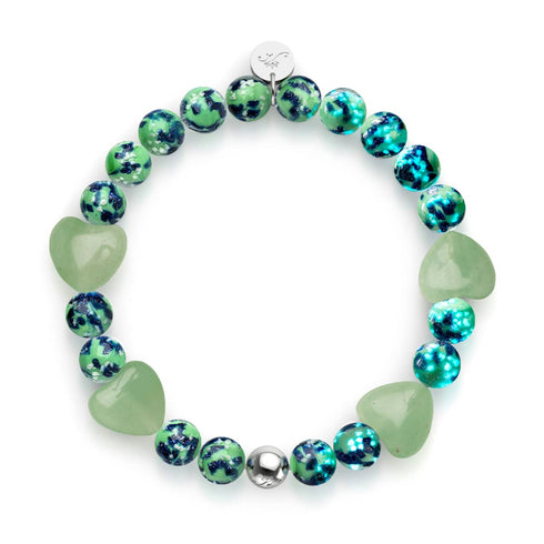 Blaue Minze | Firefly Glass x Murano Glas Herzen Armband 