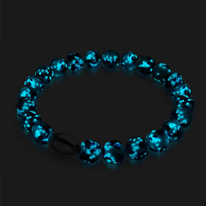 Blaue Gischt | 925 Sterling Silber | Glühwürmchen-Glasarmband