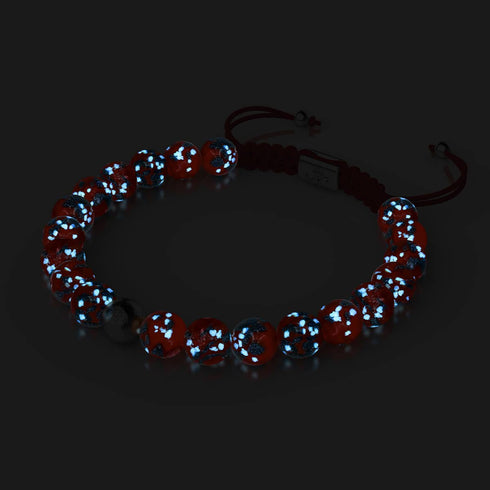 Feuer &amp; Eis | Silber | Glühwürmchen-Glas-Makramee-Armband