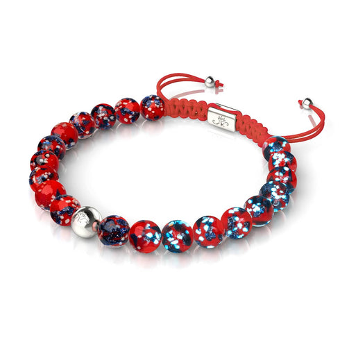 Feuer &amp; Eis | Silber | Glühwürmchen-Glas-Makramee-Armband
