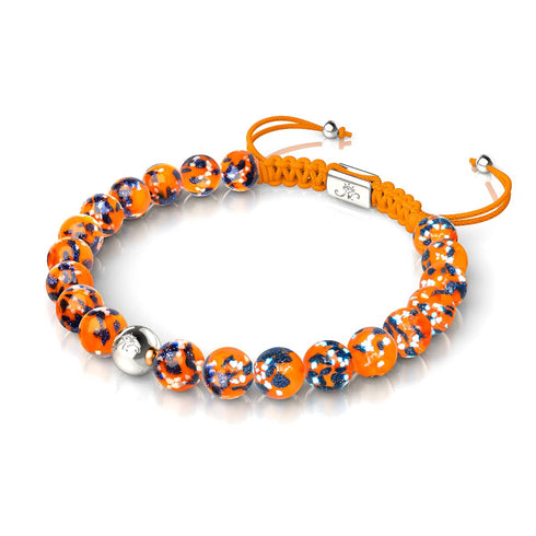 Glühende Glut | Silber | Glühwürmchen-Glas-Makramee-Armband 