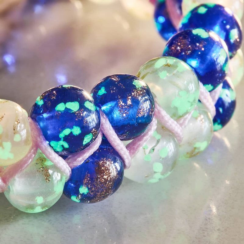 Oase | Rosa Sukkulente x Saphir | Doppeltes Glühwürmchen-Glasarmband