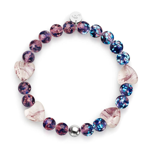 Lila Elixier | Firefly Glass x Murano Glas Herzen Armband 