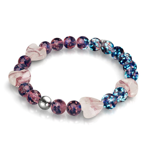 Lila Elixier | Firefly Glass x Murano Glas Herzen Armband 