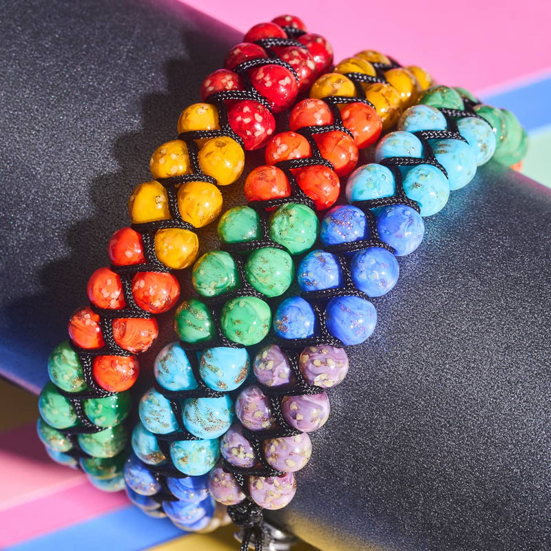 Regenbogen-Chakra | Massives Glühwürmchen-Glasarmband