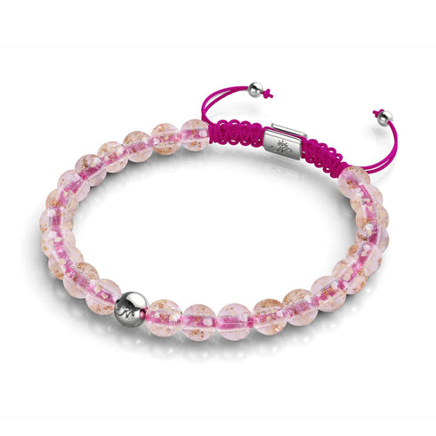 Rosenwasser x Magenta | Mini-Glühwürmchen-Glas-Makramee-Armband