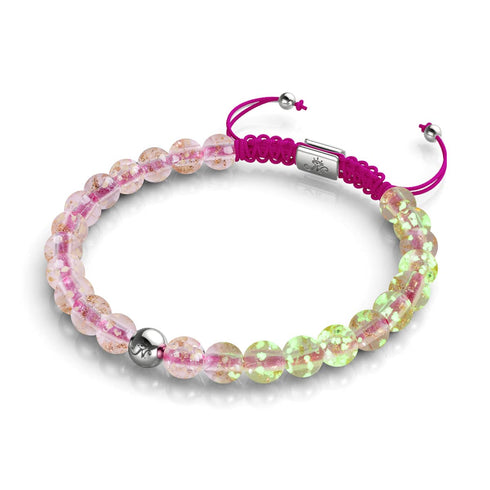 Rosenwasser x Magenta | Mini-Glühwürmchen-Glas-Makramee-Armband