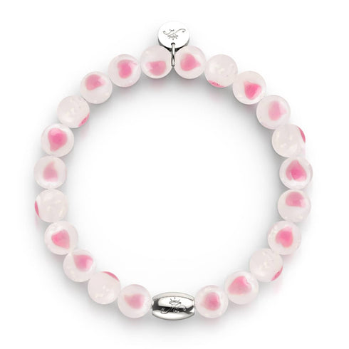 Weiß x Rosa | 925 Sterling Silber | Firefly Glas Liebesarmband