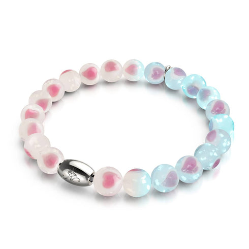 Weiß x Rosa | 925 Sterling Silber | Firefly Glas Liebesarmband