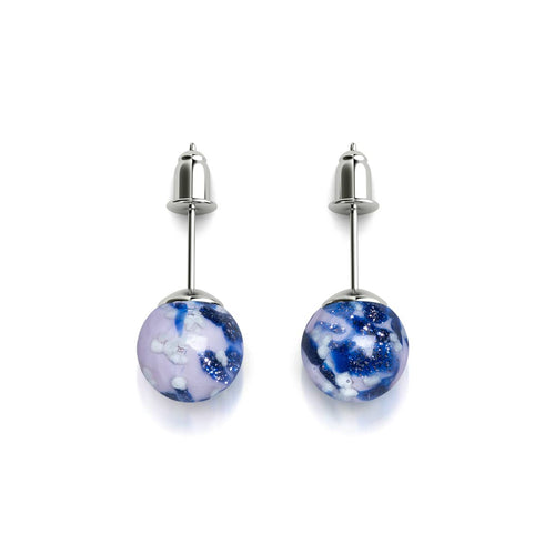 Blaue Iris | 925er Sterlingsilber | Glühwürmchen-Glas-Ohrstecker