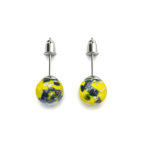 Blauer Limoncello | 925er Sterlingsilber | Glühwürmchen-Glas-Ohrstecker 