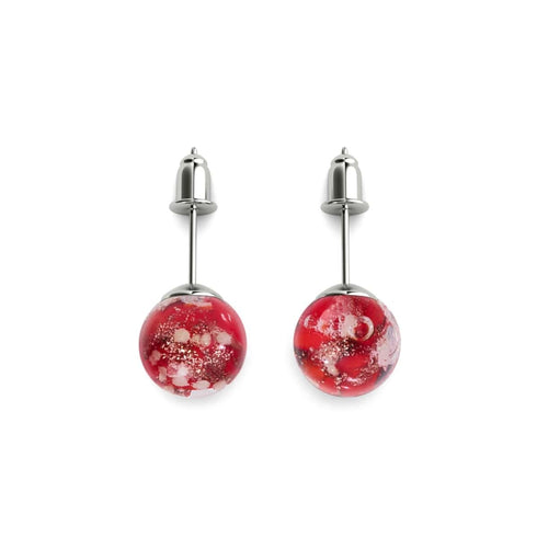 Purpurrot | 925 Sterling Silber | Glühwürmchen-Glas-Ohrstecker