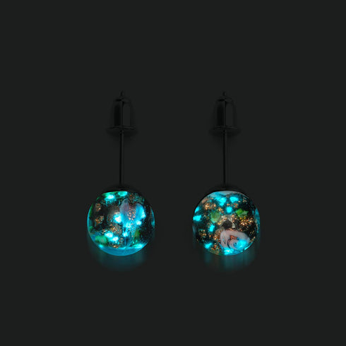 Verzauberte Rose | 925er Sterlingsilber | Glühwürmchen-Glas-Ohrstecker 