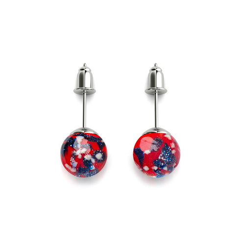 Feuer und Eis | 925er Sterlingsilber | Glühwürmchen-Ohrstecker aus Glas 