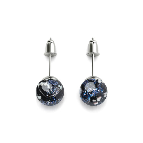 Pechschwarz | 925 Sterling Silber | Glühwürmchen-Glas-Ohrstecker 
