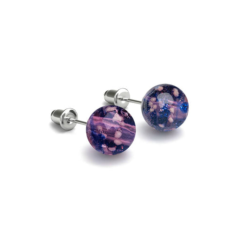 Lila Elixier | 925er Sterlingsilber | Glühwürmchen-Glas-Ohrstecker 