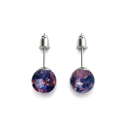 Lila Elixier | 925er Sterlingsilber | Glühwürmchen-Glas-Ohrstecker 
