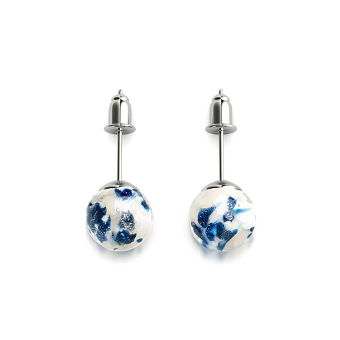 Sternenlichtwellen | 925er Sterlingsilber | Glühwürmchen-Glas-Ohrstecker 