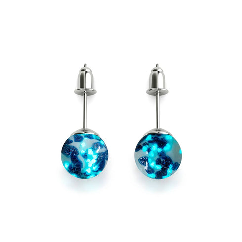 Sternenlichtwellen | 925er Sterlingsilber | Glühwürmchen-Glas-Ohrstecker 