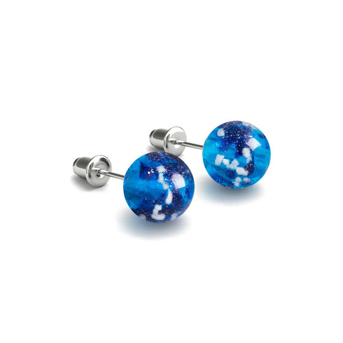 Topas-Flamme | 925er Sterlingsilber | Glühwürmchen-Glas-Ohrstecker 