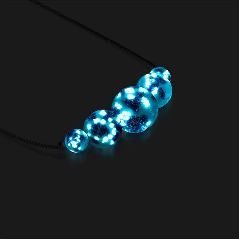 Blaue Iris | 925er Sterlingsilber | Glühwürmchen-Glas-Halskette mit Unendlichkeitsverschluss