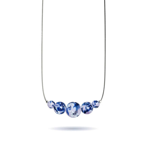 Blaue Iris | 925er Sterlingsilber | Glühwürmchen-Glas-Halskette mit Unendlichkeitsverschluss