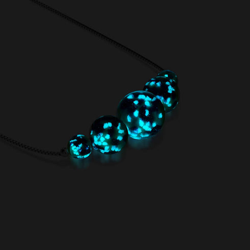 Blaue Minze | 925 Sterling Silber | Glühwürmchen-Glas-Halskette mit Unendlichkeitsverschluss 