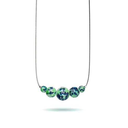 Blaue Minze | 925 Sterling Silber | Glühwürmchen-Glas-Halskette mit Unendlichkeitsverschluss 