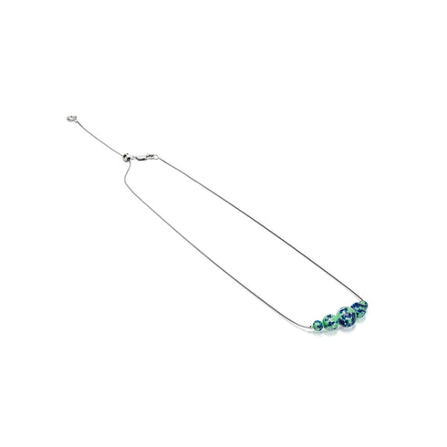 Blaue Minze | 925 Sterling Silber | Glühwürmchen-Glas-Halskette mit Unendlichkeitsverschluss 