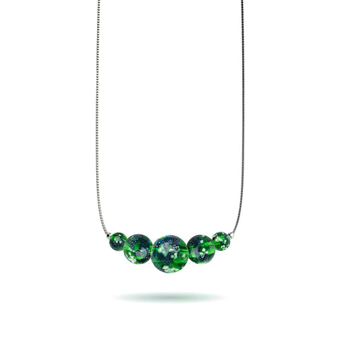 Blaues Kleeblatt | 925 Sterling Silber | Glühwürmchen-Glas-Halskette mit Unendlichkeitsverschluss 