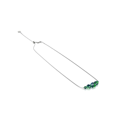 Blaues Kleeblatt | 925 Sterling Silber | Glühwürmchen-Glas-Halskette mit Unendlichkeitsverschluss 