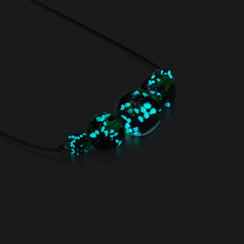 Blaues Kleeblatt | 925 Sterling Silber | Glühwürmchen-Glas-Halskette mit Unendlichkeitsverschluss 