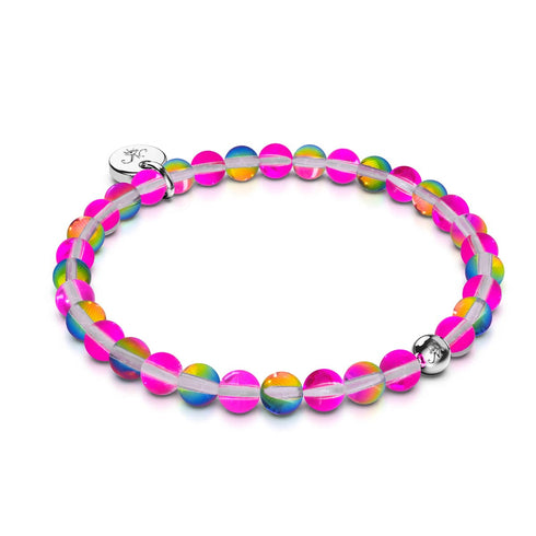 Rosa Kosmos | Silber | Galaxie Glasperlenarmband