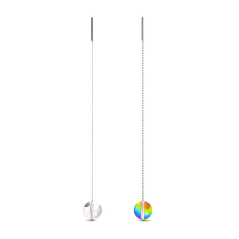 Regenbogenhimmel | 925er Sterlingsilber | Galaxie-Glasketten-Tropfenfädler-Ohrringe 