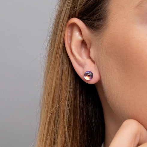 Ultraviolett | 925 Sterling Silber | Galaxie Glas Ohrstecker