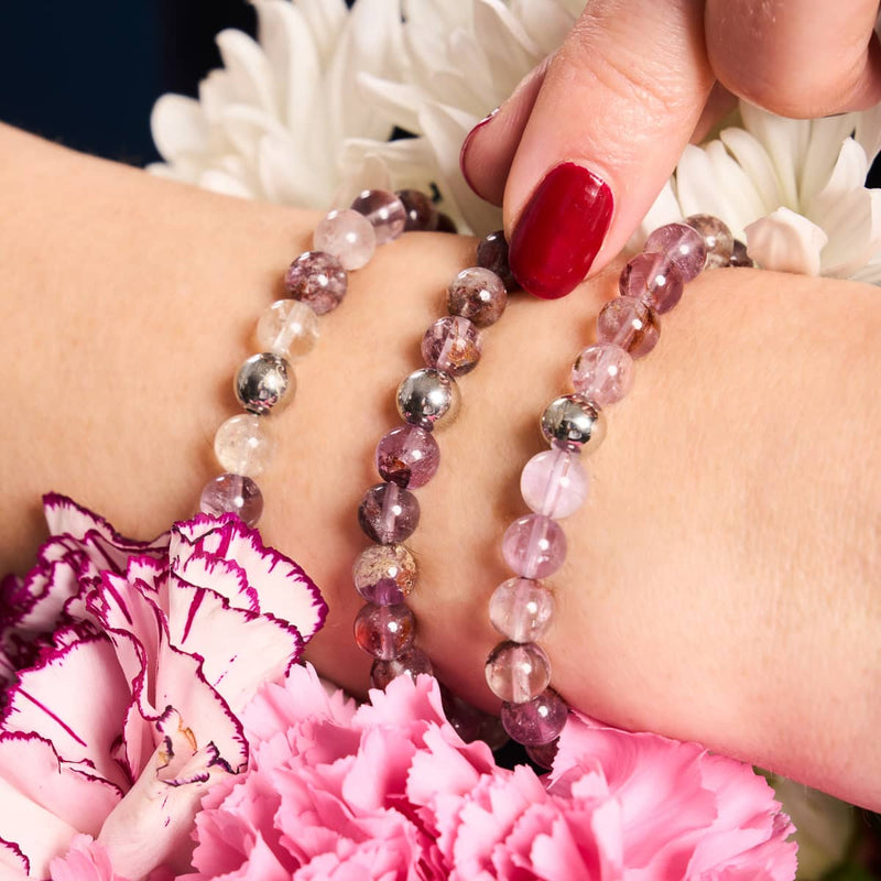 Lila Geisterquarz | Silber | Heilendes Edelsteinperlenarmband 