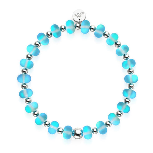 Aquamarin | Silber | Meerjungfrau Glas Macaron Armband 