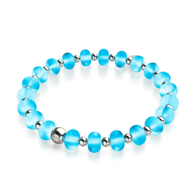 Aquamarin | Silber | Meerjungfrau Glas Macaron Armband 