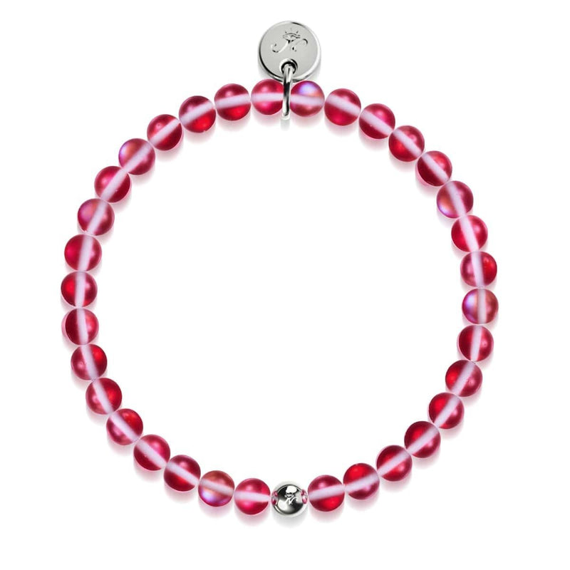 Dunkles Zinnoberrot | Silber | Meerjungfrau Glasperlenarmband 