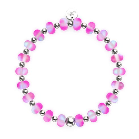 Magenta | Silber | Meerjungfrau Glas Macaron Armband 
